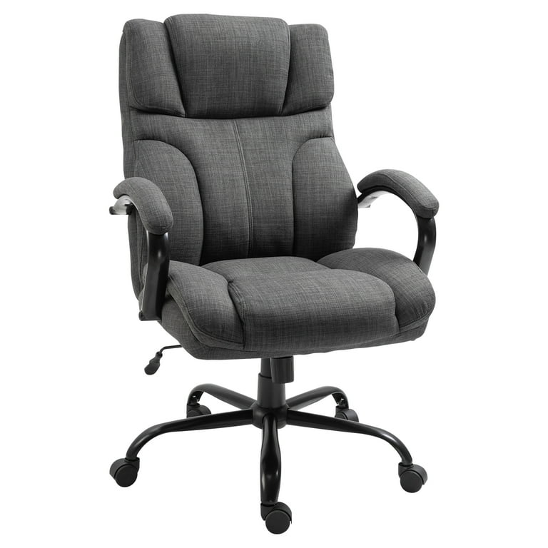 500Lbs Big And Tall Office Chair With Wide Seat Ergonomic Executive Computer Chair With Adjustable Height Swivel Wheels And Linen Finish Dark Grey