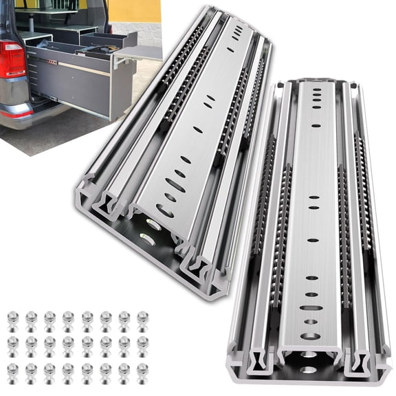 500Lbs Heavy Duty Drawer Slides 1 Pair 16 18 20 22 26 30 40 Inch Full Extension Ball Bearing Sliding Rails Cabinet Runners Tracks Tool Box Glides (76mm Wide)-16"