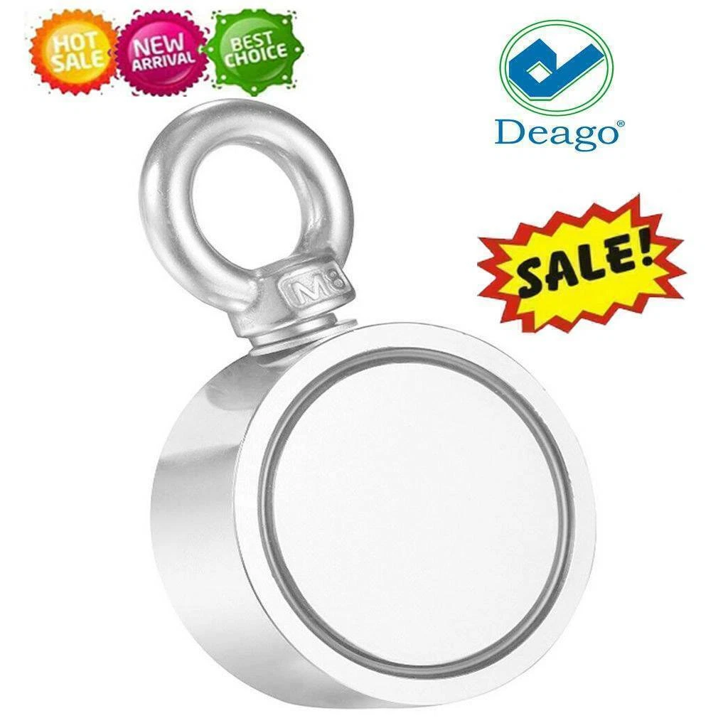 500Lbs Pulling Force Fishing Magnet Round Double Sided Super Strong Neodymium Us
