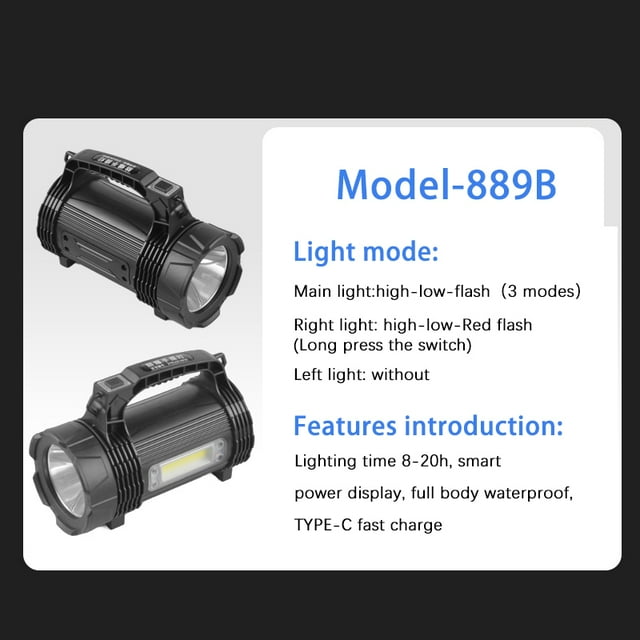 500M Long Range LED Searchlight Handheld Rechargeable Work Light