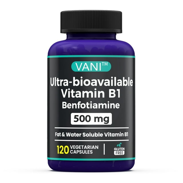 500MG Benfotiamine, Fat Soluble Thiamine Vitamin B1, NonGMO, Vegan, Soy Free, 120 Capsules