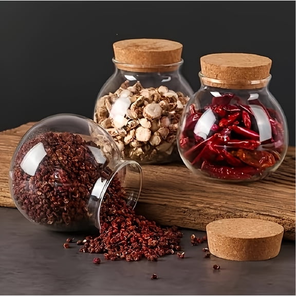 500ML Clear Glass Storage Canister,Round Decorative Small Container Jar for Coffee,Spice,Candy,Salt,Cookie,Condiment,Sugar