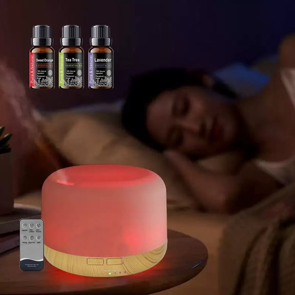 500ML Essential Oil Home DiffuserLarge Room Cool Mist Air Humidifier | Aromatherapy Quiet Diffuser with Remote Control, 7 LED Color Light, for Relaxing in Home Office Bedroom