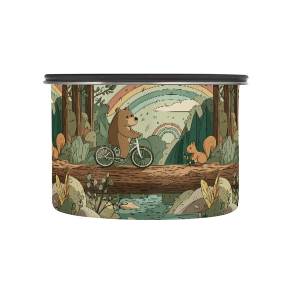 500ML Food Storage Container Food Storage Tank Coffee Storage Container 304 Food Grade Stainless Steel Corrosion Resistant Bear and Squirrel