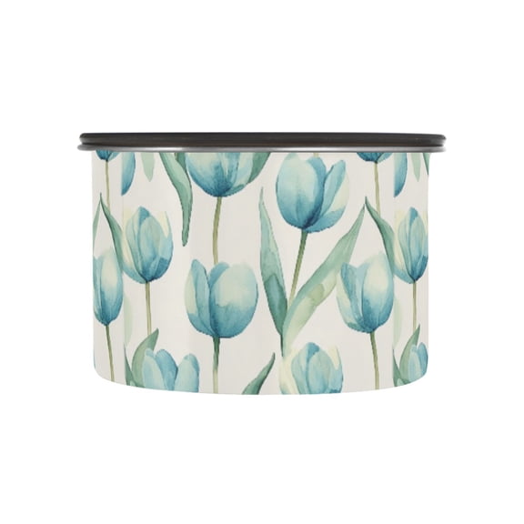 500ML Food Storage Container Food Storage Tank Coffee Storage Container 304 Food Grade Stainless Steel Corrosion Resistant Beautiful Blue Tulips