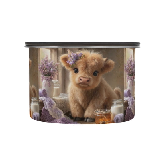 500ML Food Storage Container Food Storage Tank Coffee Storage Container 304 Food Grade Stainless Steel Corrosion Resistant Beautiful Cute Cow