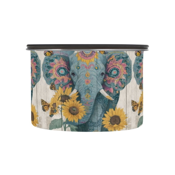 500ML Food Storage Container Food Storage Tank Coffee Storage Container 304 Food Grade Stainless Steel Corrosion Resistant Beautiful Elephant Pattern