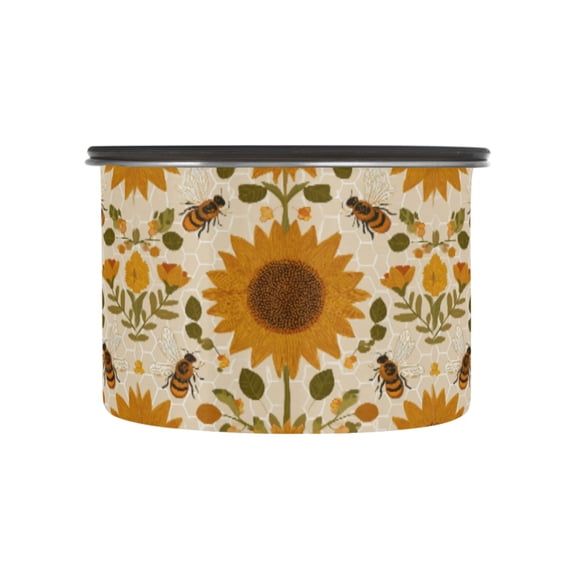 500ML Food Storage Container Food Storage Tank Coffee Storage Container 304 Food Grade Stainless Steel Corrosion Resistant Bees and Sunflowers