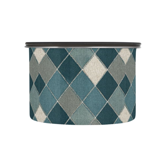 500ML Food Storage Container Food Storage Tank Coffee Storage Container 304 Food Grade Stainless Steel Corrosion Resistant Blue Argyle Pattern
