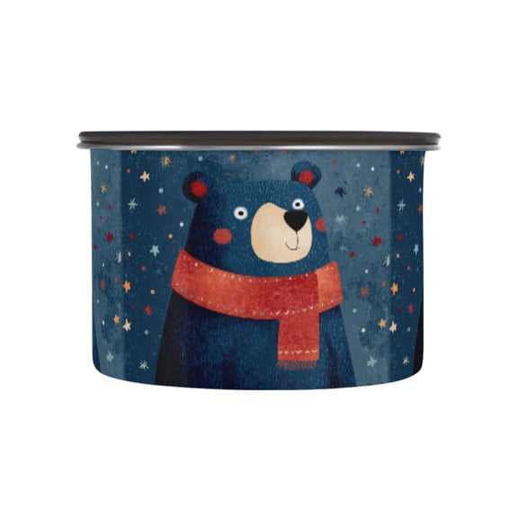 500ML Food Storage Container Food Storage Tank Coffee Storage Container 304 Food Grade Stainless Steel Corrosion Resistant Cartoon Christmas Blue Bear