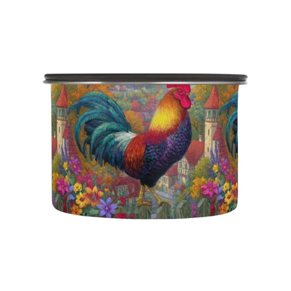500ML Food Storage Container Food Storage Tank Coffee Storage Container 304 Food Grade Stainless Steel Corrosion Resistant Cartoon Rooster Fence