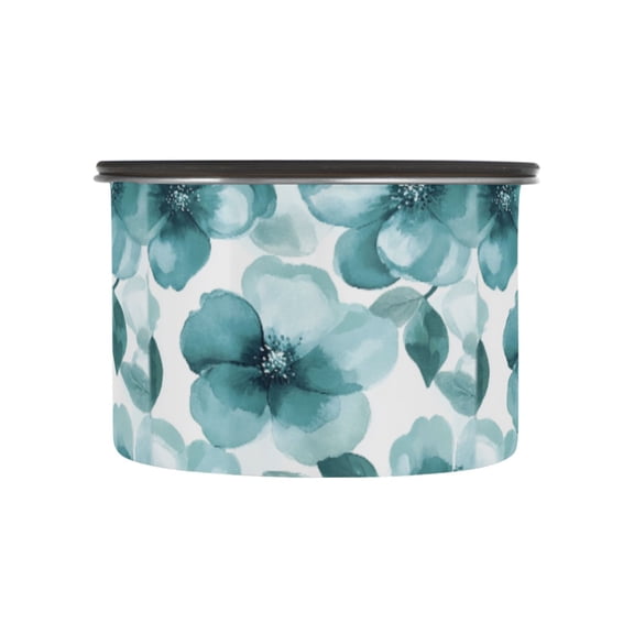 500ML Food Storage Container Food Storage Tank Coffee Storage Container 304 Food Grade Stainless Steel Corrosion Resistant Cartoon Turquoise Flowers Seamless