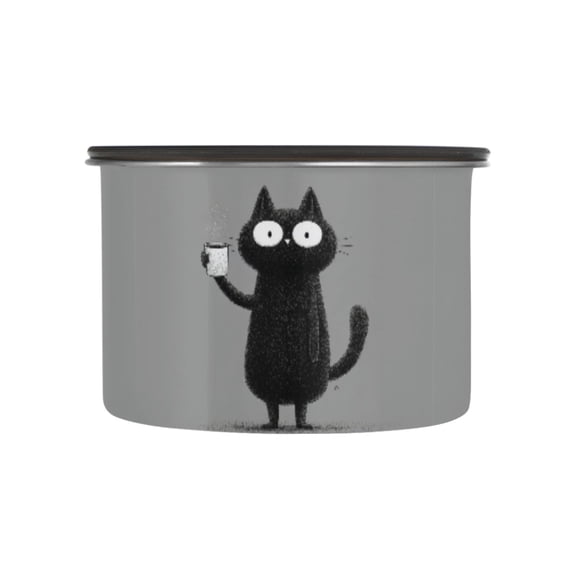 500ML Food Storage Container Food Storage Tank Coffee Storage Container 304 Food Grade Stainless Steel Corrosion Resistant Cat Drinks Coffee