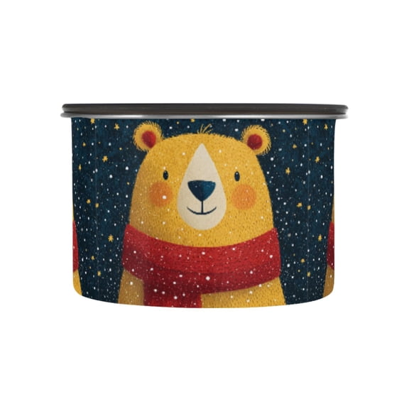 500ML Food Storage Container Food Storage Tank Coffee Storage Container 304 Food Grade Stainless Steel Corrosion Resistant Christmas Yellow Bear