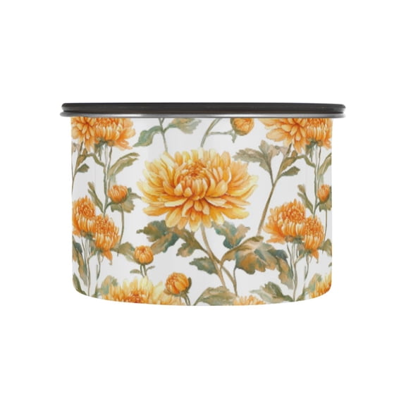 500ML Food Storage Container Food Storage Tank Coffee Storage Container 304 Food Grade Stainless Steel Corrosion Resistant Chrysanthemums Yellow