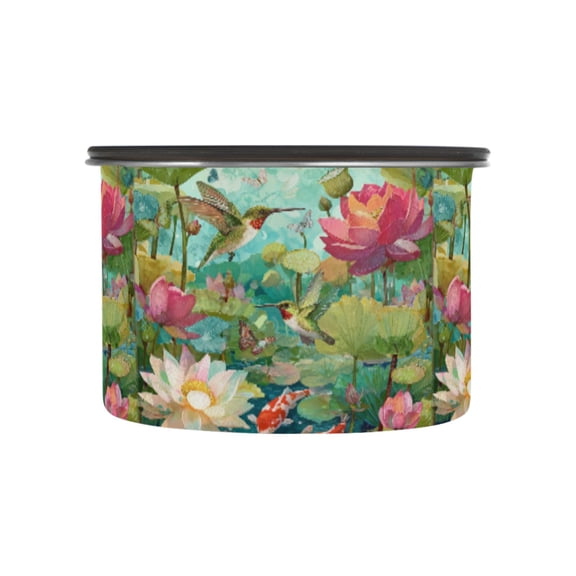 500ML Food Storage Container Food Storage Tank Coffee Storage Container 304 Food Grade Stainless Steel Corrosion Resistant Colorful Garden Lotus
