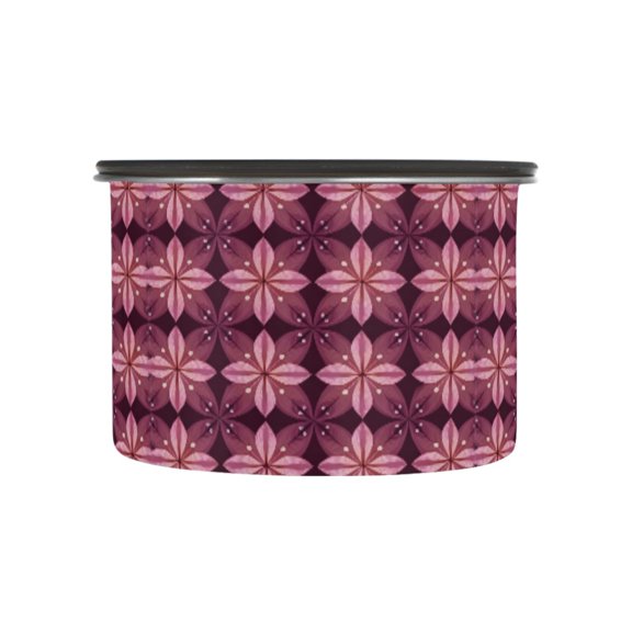 500ML Food Storage Container Food Storage Tank Coffee Storage Container 304 Food Grade Stainless Steel Corrosion Resistant Crimson Blossom Square Tiles
