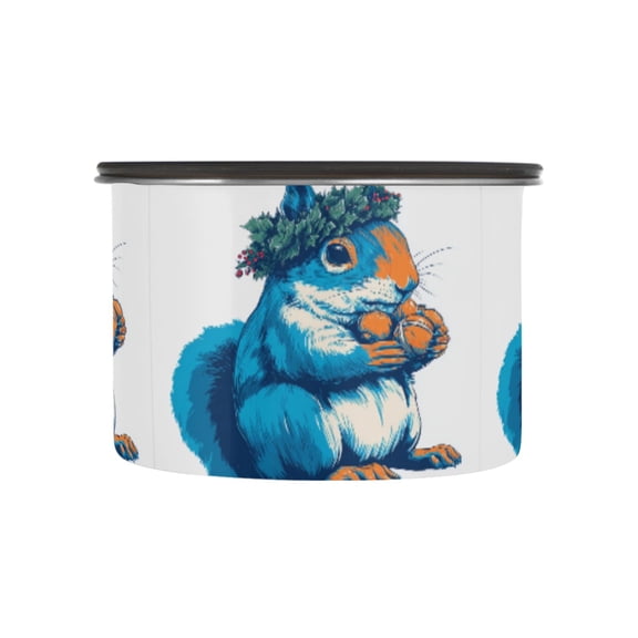 500ML Food Storage Container Food Storage Tank Coffee Storage Container 304 Food Grade Stainless Steel Corrosion Resistant Cute Blue Squirrel