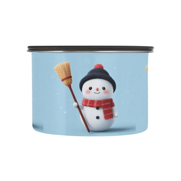 500ML Food Storage Container Food Storage Tank Coffee Storage Container 304 Food Grade Stainless Steel Corrosion Resistant Cute Cartoon Snowman