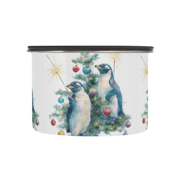 500ML Food Storage Container Food Storage Tank Coffee Storage Container 304 Food Grade Stainless Steel Corrosion Resistant Cute Christmas Penguins