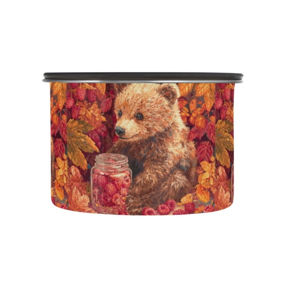 500ML Food Storage Container Food Storage Tank Coffee Storage Container 304 Food Grade Stainless Steel Corrosion Resistant Cute Grizzly Bear