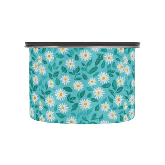 500ML Food Storage Container Food Storage Tank Coffee Storage Container 304 Food Grade Stainless Steel Corrosion Resistant Cute Simple Daisy Pattern