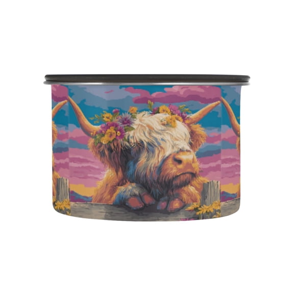 500ML Food Storage Container Food Storage Tank Coffee Storage Container 304 Food Grade Stainless Steel Corrosion Resistant Cute Yellow Cow