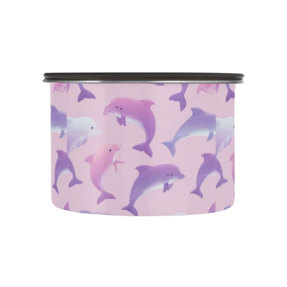 500ML Food Storage Container Food Storage Tank Coffee Storage Container 304 Food Grade Stainless Steel Corrosion Resistant Dolphin Pattern Pastel