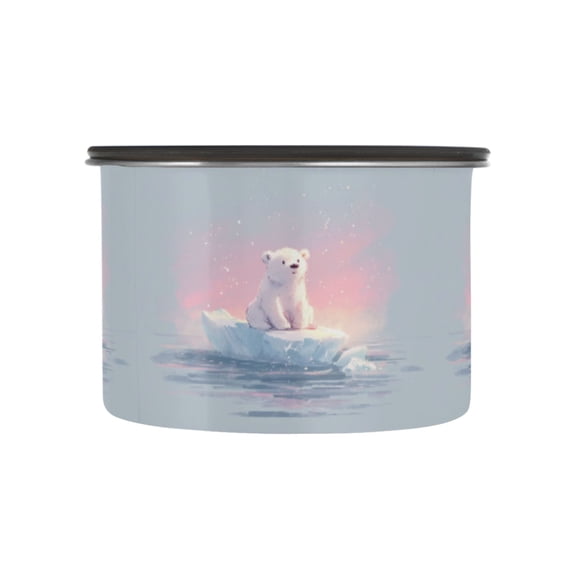 500ML Food Storage Container Food Storage Tank Coffee Storage Container 304 Food Grade Stainless Steel Corrosion Resistant Fluffy Polar Bear Cub Art