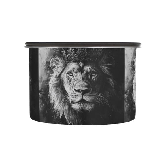 500ML Food Storage Container Food Storage Tank Coffee Storage Container 304 Food Grade Stainless Steel Corrosion Resistant Gray Crown Lion