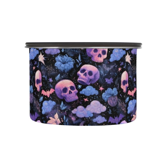 500ML Food Storage Container Food Storage Tank Coffee Storage Container 304 Food Grade Stainless Steel Corrosion Resistant Halloween Pink Skull