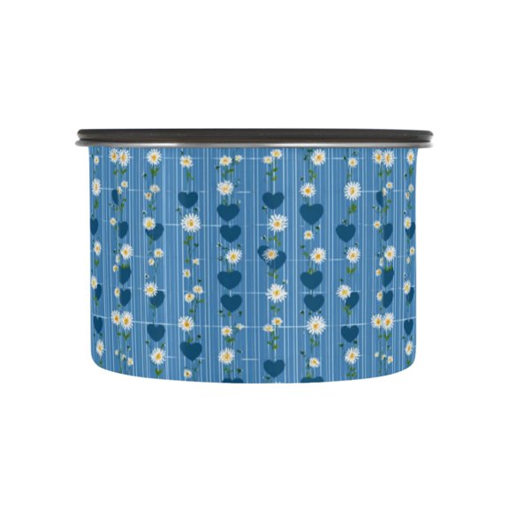 500ML Food Storage Container Food Storage Tank Coffee Storage Container 304 Food Grade Stainless Steel Corrosion Resistant Light Blue Daisy Pattern