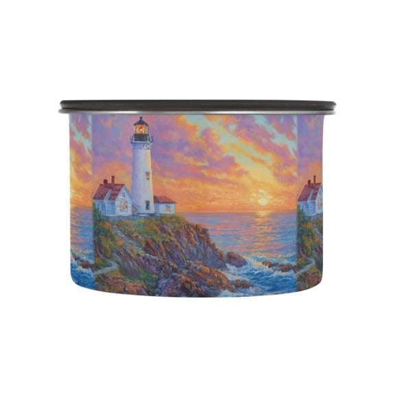 500ML Food Storage Container Food Storage Tank Coffee Storage Container 304 Food Grade Stainless Steel Corrosion Resistant Lighthouse by The Sea
