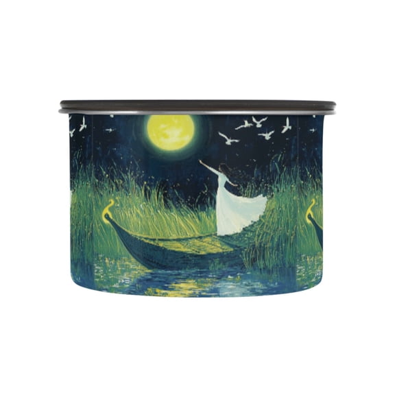 500ML Food Storage Container Food Storage Tank Coffee Storage Container 304 Food Grade Stainless Steel Corrosion Resistant Moon Boat