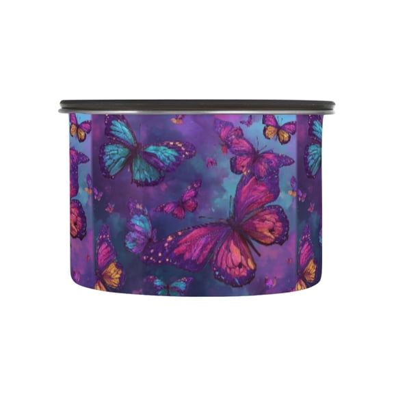 500ML Food Storage Container Food Storage Tank Coffee Storage Container 304 Food Grade Stainless Steel Corrosion Resistant Mosaic Butterfly Art