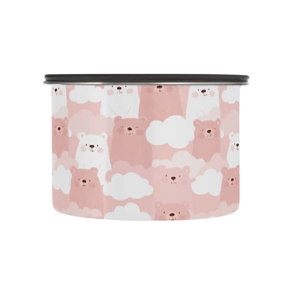 500ML Food Storage Container Food Storage Tank Coffee Storage Container 304 Food Grade Stainless Steel Corrosion Resistant Pink Bear Seamless
