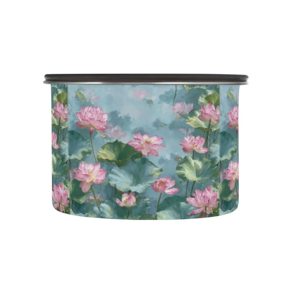 500ML Food Storage Container Food Storage Tank Coffee Storage Container 304 Food Grade Stainless Steel Corrosion Resistant Pink Lotus Flowers