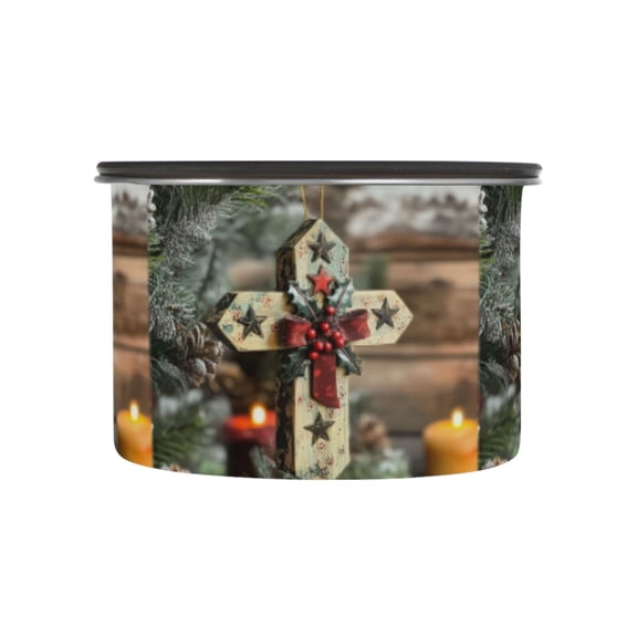500ML Food Storage Container Food Storage Tank Coffee Storage Container 304 Food Grade Stainless Steel Corrosion Resistant Pretty Christmas Cross