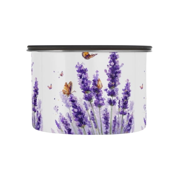 500ML Food Storage Container Food Storage Tank Coffee Storage Container 304 Food Grade Stainless Steel Corrosion Resistant Purple Lavender Butterfly
