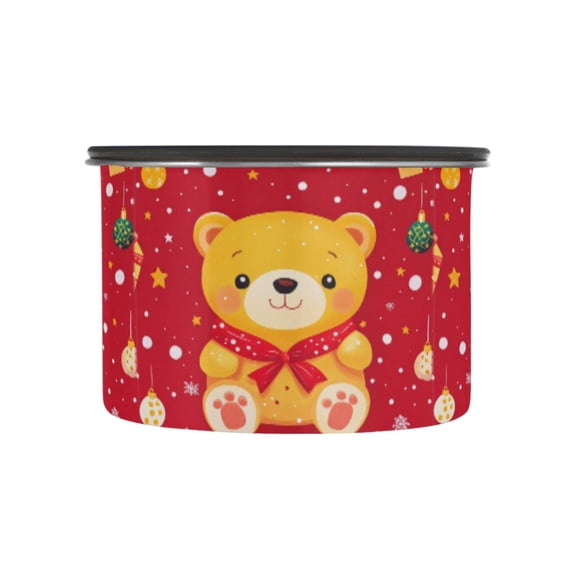 500ML Food Storage Container Food Storage Tank Coffee Storage Container 304 Food Grade Stainless Steel Corrosion Resistant Red Christmas Cartoon Bear