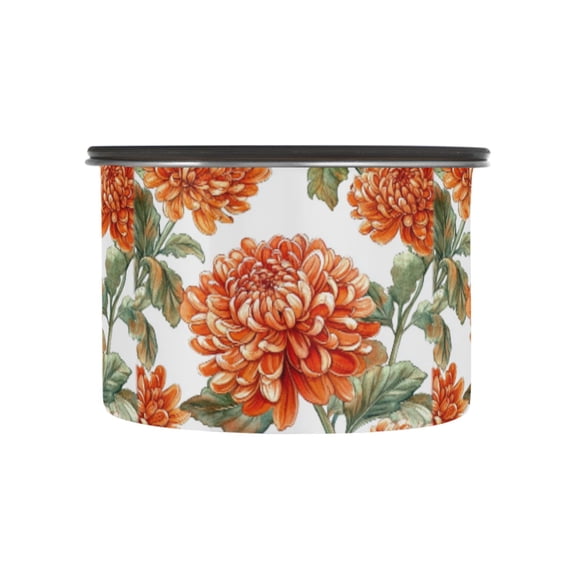 500ML Food Storage Container Food Storage Tank Coffee Storage Container 304 Food Grade Stainless Steel Corrosion Resistant Red Chrysanthemums