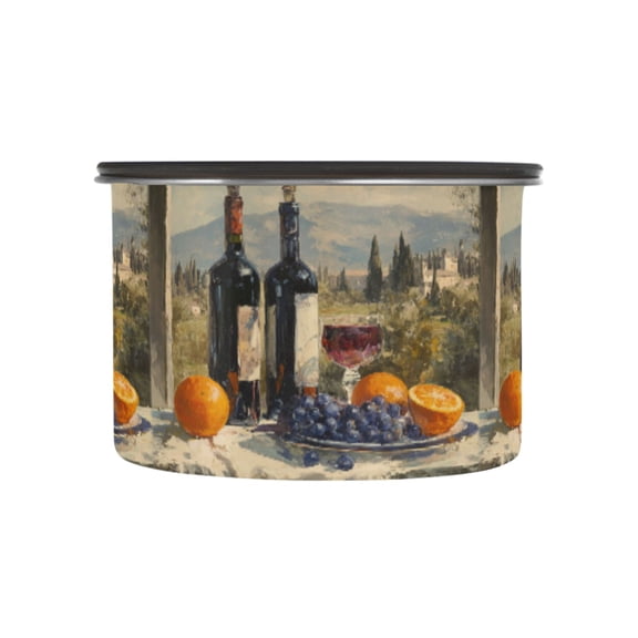 500ML Food Storage Container Food Storage Tank Coffee Storage Container 304 Food Grade Stainless Steel Corrosion Resistant Red Wine Grape Pattern