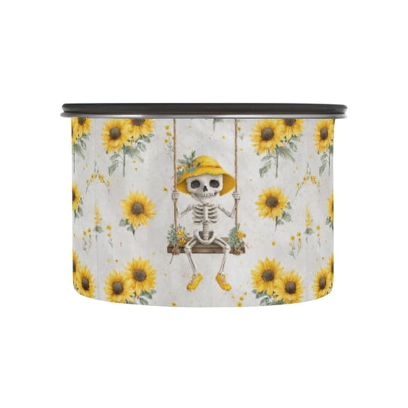 500ML Food Storage Container Food Storage Tank Coffee Storage Container 304 Food Grade Stainless Steel Corrosion Resistant Skull Sunflower