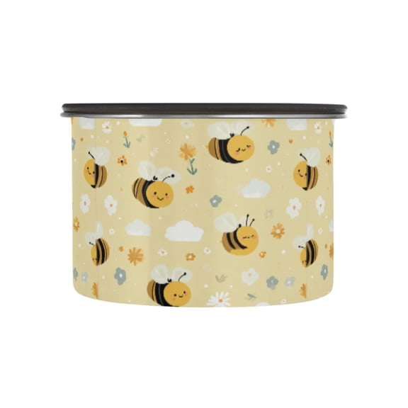 500ML Food Storage Container Food Storage Tank Coffee Storage Container 304 Food Grade Stainless Steel Corrosion Resistant Smiling Bees Yellow Honeycomb