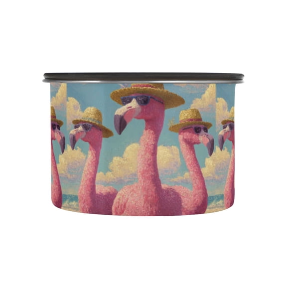500ML Food Storage Container Food Storage Tank Coffee Storage Container 304 Food Grade Stainless Steel Corrosion Resistant Sunglasses Flamingo