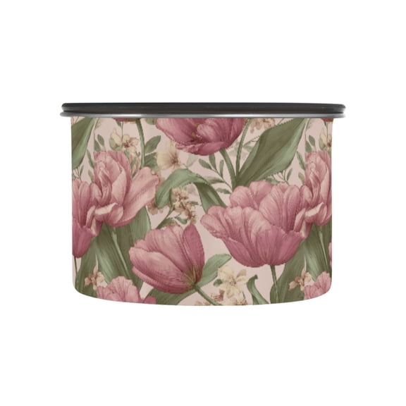 500ML Food Storage Container Food Storage Tank Coffee Storage Container 304 Food Grade Stainless Steel Corrosion Resistant Tulips Beautiful
