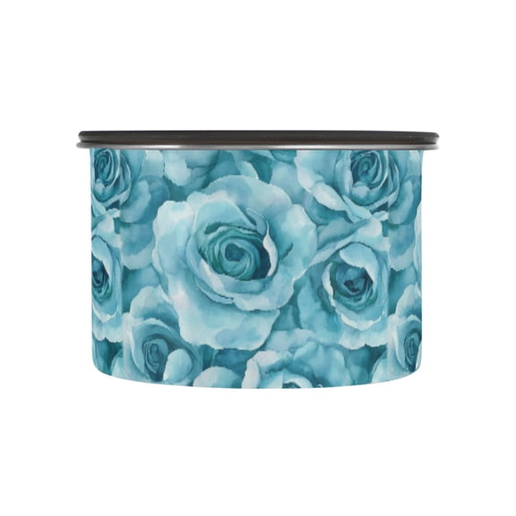 500ML Food Storage Container Food Storage Tank Coffee Storage Container 304 Food Grade Stainless Steel Corrosion Resistant Turquoise Roses Seamless
