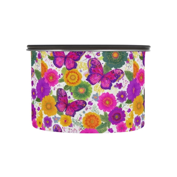 500ML Food Storage Container Food Storage Tank Coffee Storage Container 304 Food Grade Stainless Steel Corrosion Resistant Vibrant Butterflies