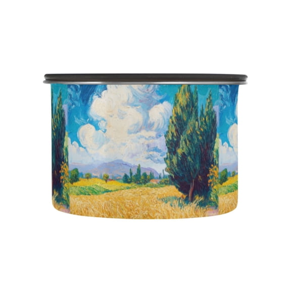 500ML Food Storage Container Food Storage Tank Coffee Storage Container 304 Food Grade Stainless Steel Corrosion Resistant Wheat Field