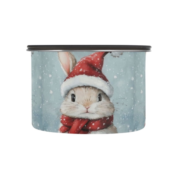 500ML Food Storage Container Food Storage Tank Coffee Storage Container 304 Food Grade Stainless Steel Corrosion Resistant White Christmas Bunny